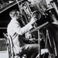 Edwin Hubble in 1922 observing on the 100-inch telescope. Image courtesy of the Observatories of The Carnegie Institution for Science and The Huntington Library.
